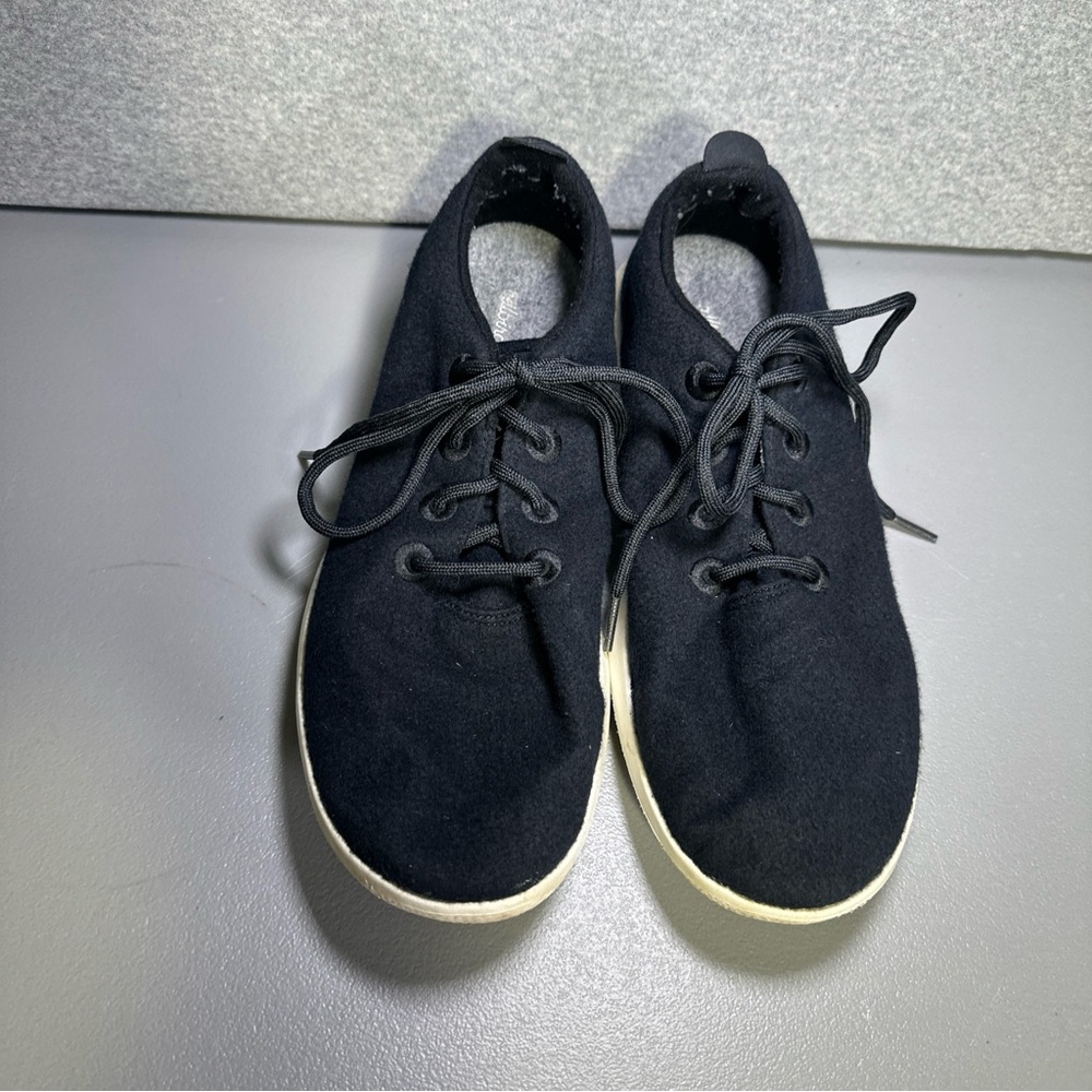 Men’s Allbirds Wool Running Shoes Size 14 Black On White Dole Great Condition